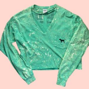 Pink Victoria's Secret Shirt Cropped Long Sleeve Campus Top Bleached vne…